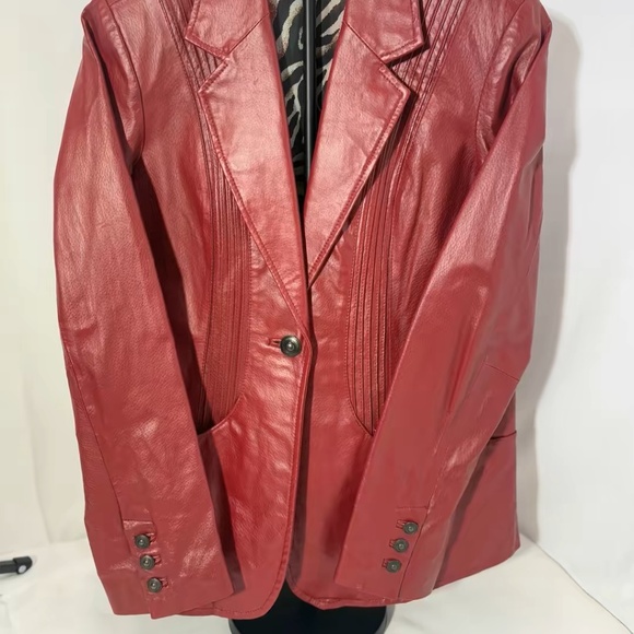 D&Co Vintage red leather blazer style jacket sz small - Picture 2 of 4